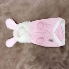 Sサイズ ウサギ耳付きピンク犬服