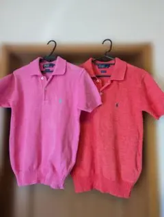 ピンク 赤 サマーセーター半袖 2点セット