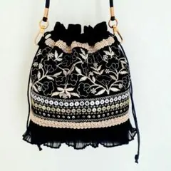 ☆あさり☆様専用ページ インド刺繍リボン 巾着 ショルダーバッグ