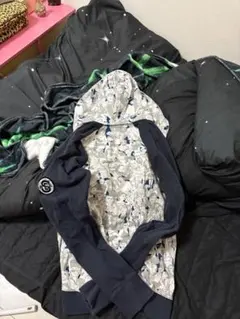 DIESEL プリント柄パーカー M ネイビー/グレー