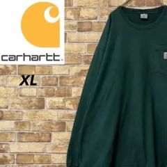カーハート　ロンT　長袖カットソー　ビッグシルエット　ポケット　グリーン　XL