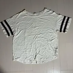 ストライプ袖ホワイト半袖Tシャツ American eagle Mサイズのサムネイル