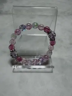 ピンク系クリスタルビーズブレスレット