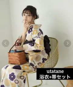 黒地に白い花柄 セパレート浴衣・帯・かんざし4点セット - メルカリ