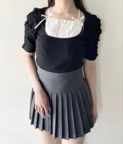 NOMAE リボンフリルレイヤードトップス FREEサイズのサムネイル
