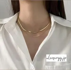 爆売✨2連 スネークチェーン ネックレス ゴールドシルバー サージカルステンレス