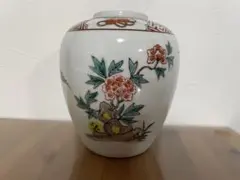花と鳥の絵柄 陶器 花瓶