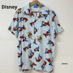 Disney ミッキー 総柄 アロハシャツ ファンタジア ライトブルー M