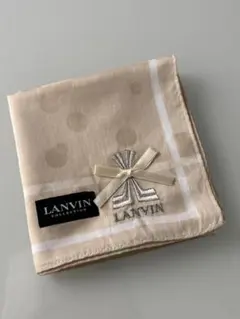 【未使用】LANVIN COLLECTION ドット リボン 大判ハンカチ