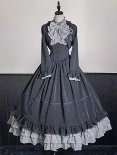 ゴスロリドレス グレー フリル付き