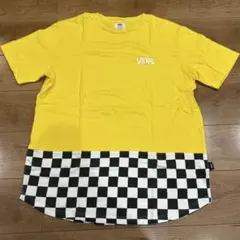 VANS 옐로우 체크 밑단 티셔츠 L