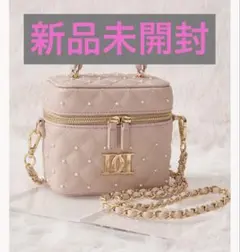 ダーリッチ　『ゴールドパーツ』キルティングパールスクエアバッグ【ピンク】