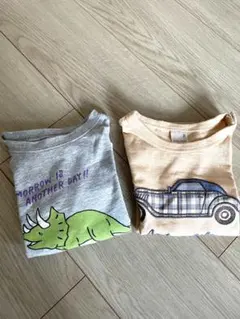 子供服Tシャツ ロンティ 90cm 男の子 プティマイン長袖2枚セット