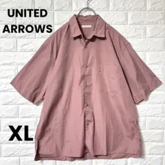 ユナイテッドアローズ メンズ シャツ 半袖 LL くすみピンク シンプル 綿
