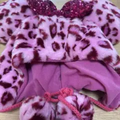 ディズニー　ファンキャップ　ヒョウ柄　ミニー　ピンク