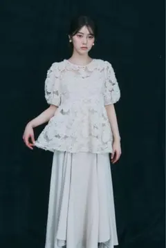 オルグ タグ付き ORGUE フラワーエンブロイダリーワンピース BEIGE