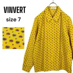 【美品】 バンベール VINVERT ペイズリー柄 総柄 長袖シャツ イエロー