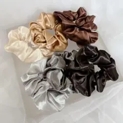 【新品未使用】シュシュ 6色 セット サテン まとめ髪 ヘアアレンジ