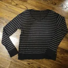 ボーダー　ロンt ラメ　黒