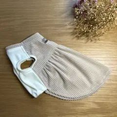 ハンドメイド犬服　小型犬用　ミルクティー色の丸首ワンピ