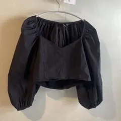 zara ✴︎ ブラック バルーンスリーブ シャツ