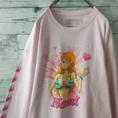 希少デザイン☆ワンピース ナミ ビッグプリント ロンT XL ピンクのサムネイル
