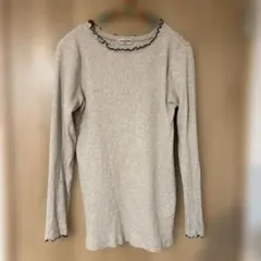 サマンサモスモス　トップス　カットソー　襟フリル　ベージュ　パイピング