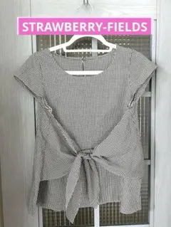 STRAWBERRY-FIELDS ギンガムチェック柄リボン付き半袖　春夏　Fのサムネイル