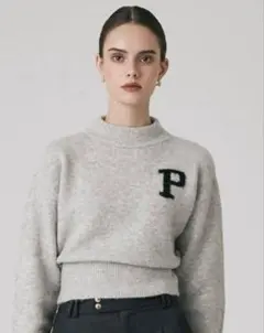 polaura ポローラ モックネックロゴニット acka