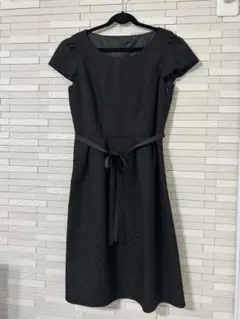 Quatre Epice 黒　Aラインワンピース　9号　リボン　　結婚式　2次会