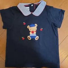 familiar くま りんご ネイビー Tシャツ 90