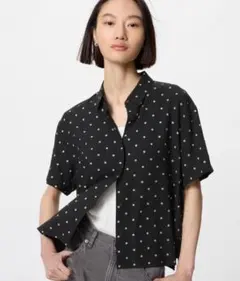 【新品】UNIQLO レーヨンブラウス（水玉）Sサイズ
