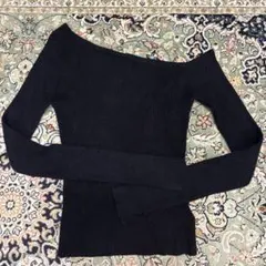 オフショルダーリブニット ブラック