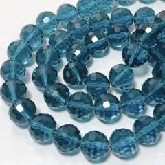 bk816/SALE！ガラスビーズ◇ミラーボールカット　クリアブルー　1連