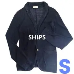 SHIPS シップス リネンジャケット ニットジャケット カーディガン ネイビー