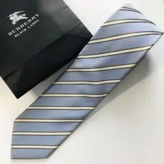 バーバリーブラックレーベル ネクタイ ストライプ柄 ライトブルー