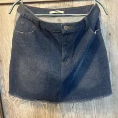 GRL デニムミニスカート フリンジヘム