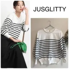 ジャスグリッティー ボーダーカットソー JUSGLITTY - ジャスグリッティー ボーダー カットソー の通販 by も