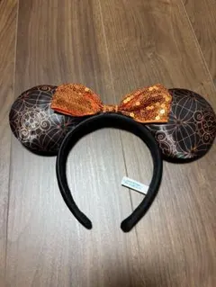 ディズニーカチューシャ　ハロウィン　ミニー2023 蜘蛛の巣　オレンジ