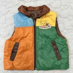 MIKIHOUSE ダウンベスト　リバーシブル　カラフル　茶　80cm