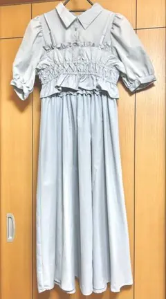 ems excite RETRO GIRL 半袖 フリル ワンピース 水色