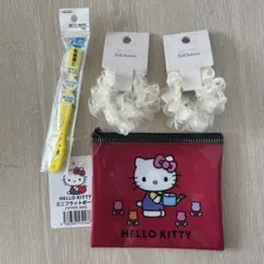 HELLO KITTY ミニフラットポーチ＆スケーター歯ブラシ園児用＆ヘアゴム