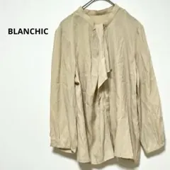 ブランシック　長袖シャツ　ノーカラー　ベージュ系　M相当　光沢