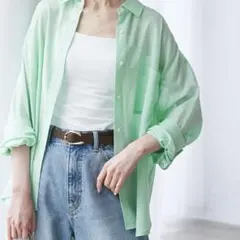 お着軽シャツシリーズ/綿ボイルバックタックシャツ　ライトグリーン