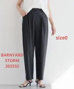 ほぼ新品【2025年製】リネンストレッチテーパードパンツ♪バンヤードストーム♪黒のサムネイル