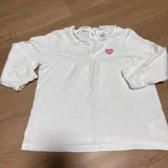 ミキハウス　mikihouse ホワイトフリルシャツ（mh刺繍）　90cm