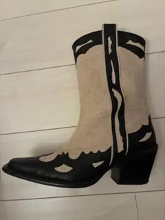 新品未使用 ZARA スタッズウエスタンブーツ カウボーイジップブーツ 37