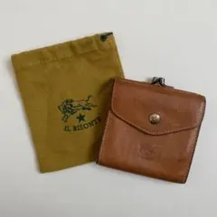 【中古】ILBISONTE 二つ折り財布 がま口財布 ブラウン