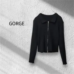 GORGE 襟付き リブニットジップアップ ブラック 韓国 大人カジュアル