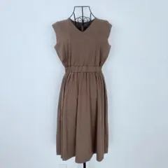 美品 CLOCHE クロッシェ ノースリーブワンピース ブラウン Vネック